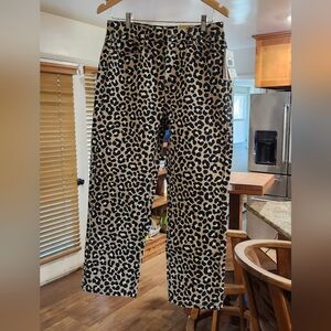 Michael Kors Straight Leg Zip Up Denim Cheetah Pattern Jeans Women's Size 6